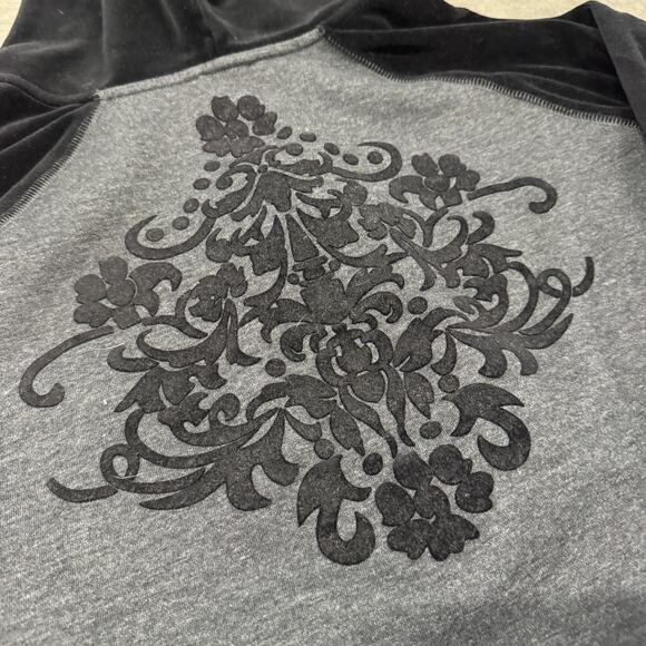 Vintage Y2K Monroe Main Abstract Grunge Black Grey Hoodie Full Zip Sweatshirt L - Picture 3 of 6